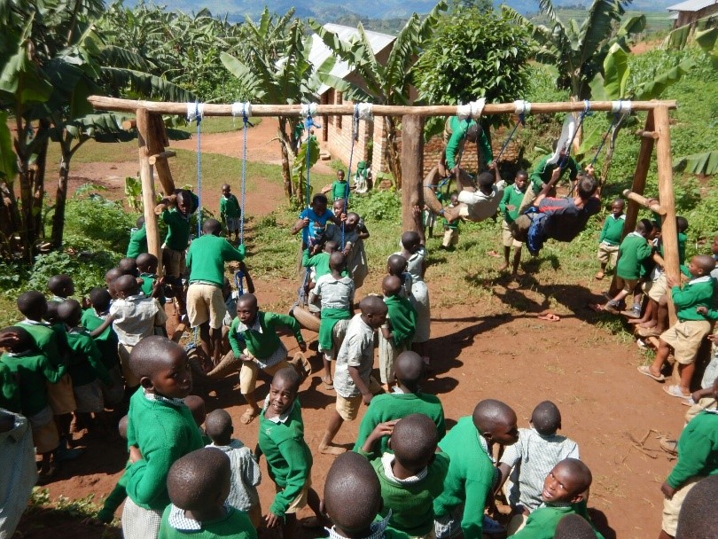 The seesaw undergoes an inauguration ceremony by the whole school.. all at once